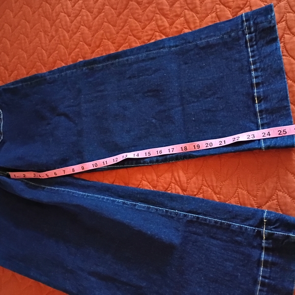 Blue Flare Wide Leg Jeans with Rich Deep Tone, Size 2 - Picture 8 of 9